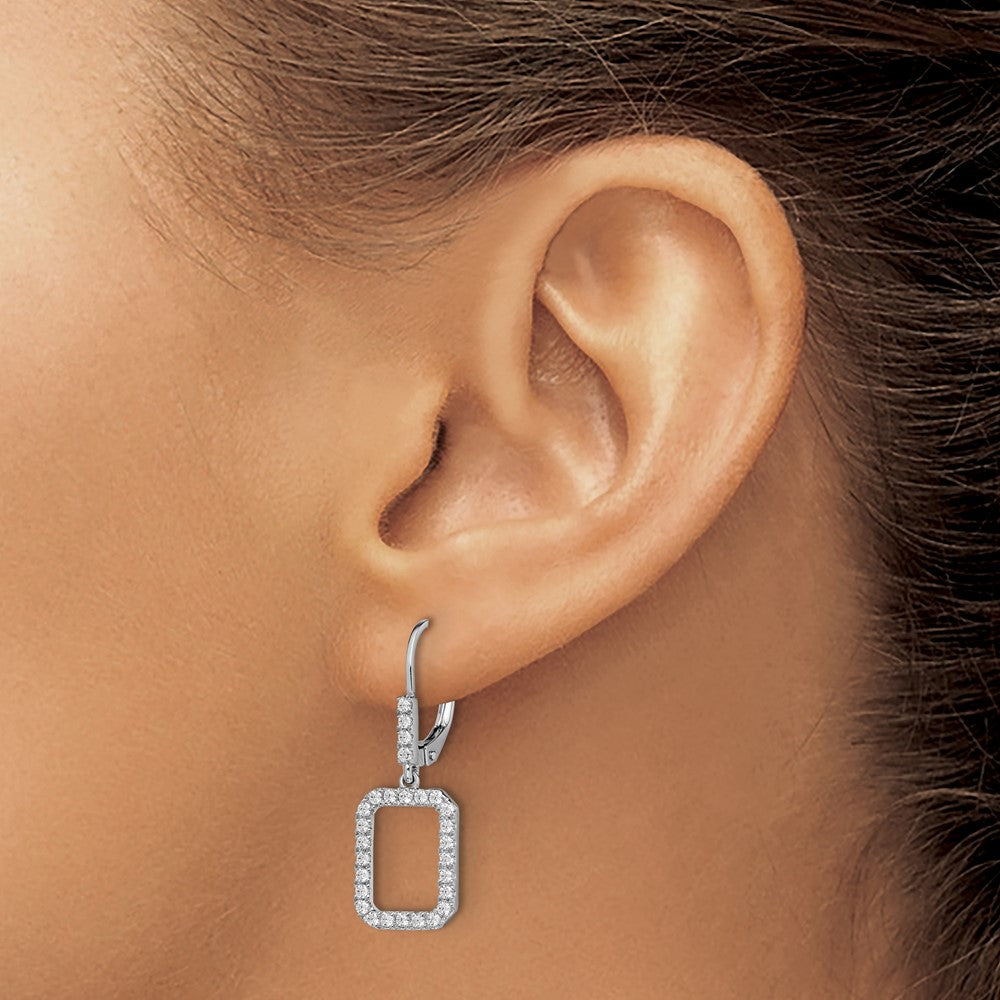 White Gold Lab Grown Diamond VS/SI FGH Rectangle Leverback Earrings - Model EM10209-056-WLG - Charlie & Co. Jewelry