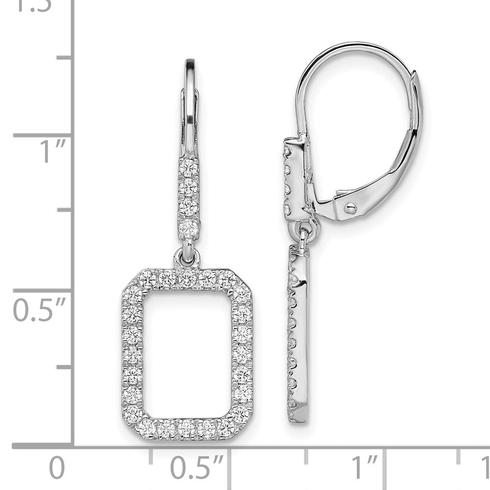 White Gold Lab Grown Diamond VS/SI FGH Rectangle Leverback Earrings - Model EM10209-056-WLG - Charlie & Co. Jewelry