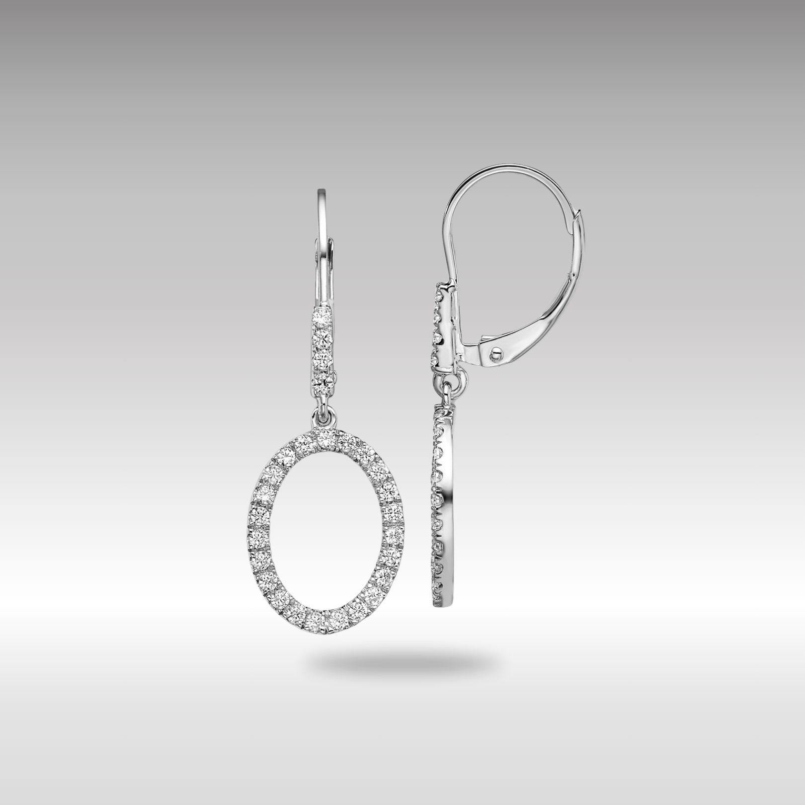 White Gold Lab Grown Diamond VS/SI FGH Oval Leverback Earrings - Model EM10211-054-WLG - Charlie & Co. Jewelry