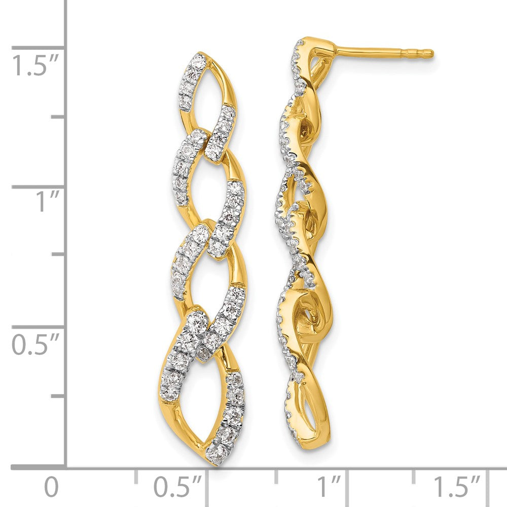 Gold Lab Grown Diamond VS/SI FGH Twisted Link Post Dangle Earrings - Model EM10212-102-YLG - Charlie & Co. Jewelry