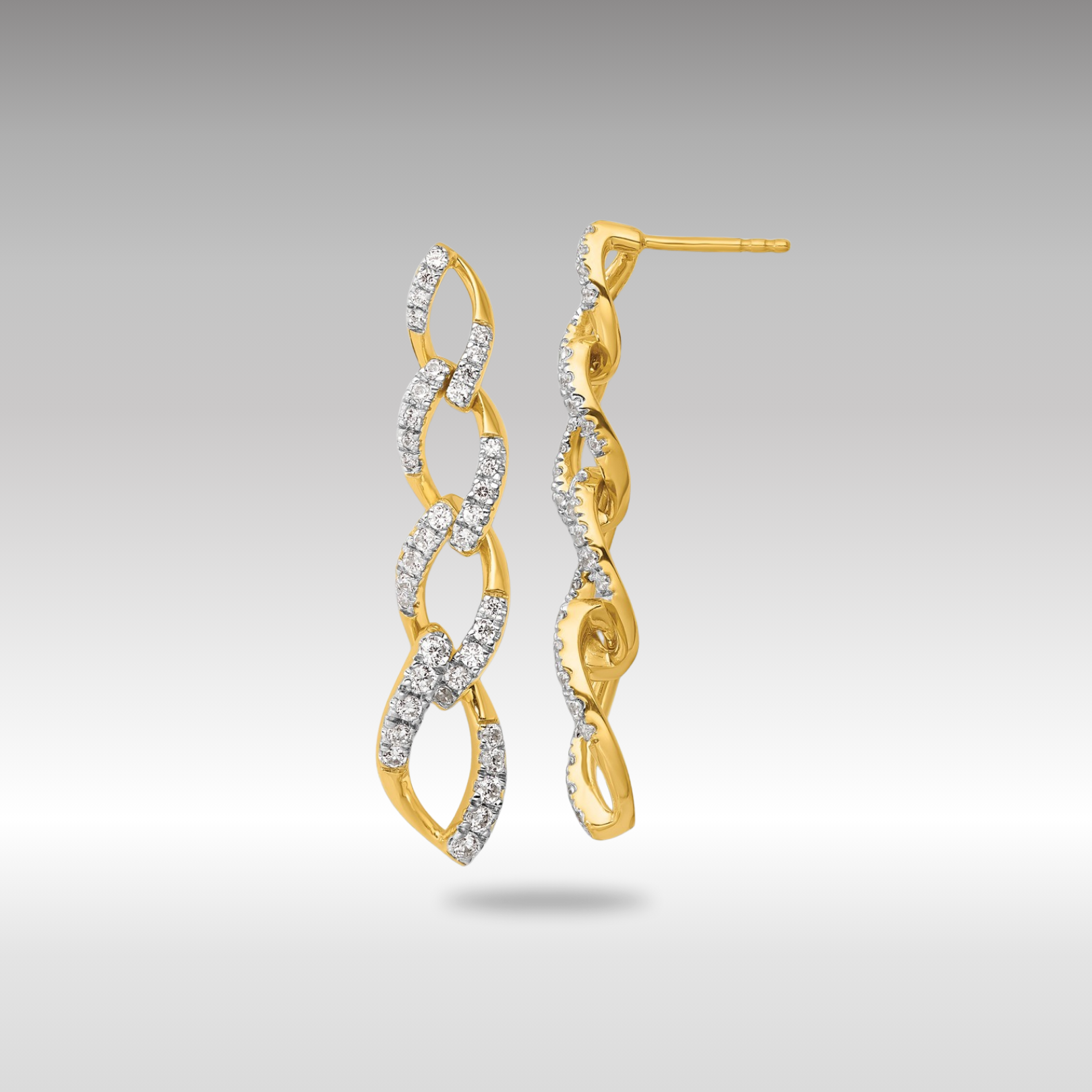 Gold Lab Grown Diamond VS/SI FGH Twisted Link Post Dangle Earrings - Model EM10212-102-YLG - Charlie & Co. Jewelry