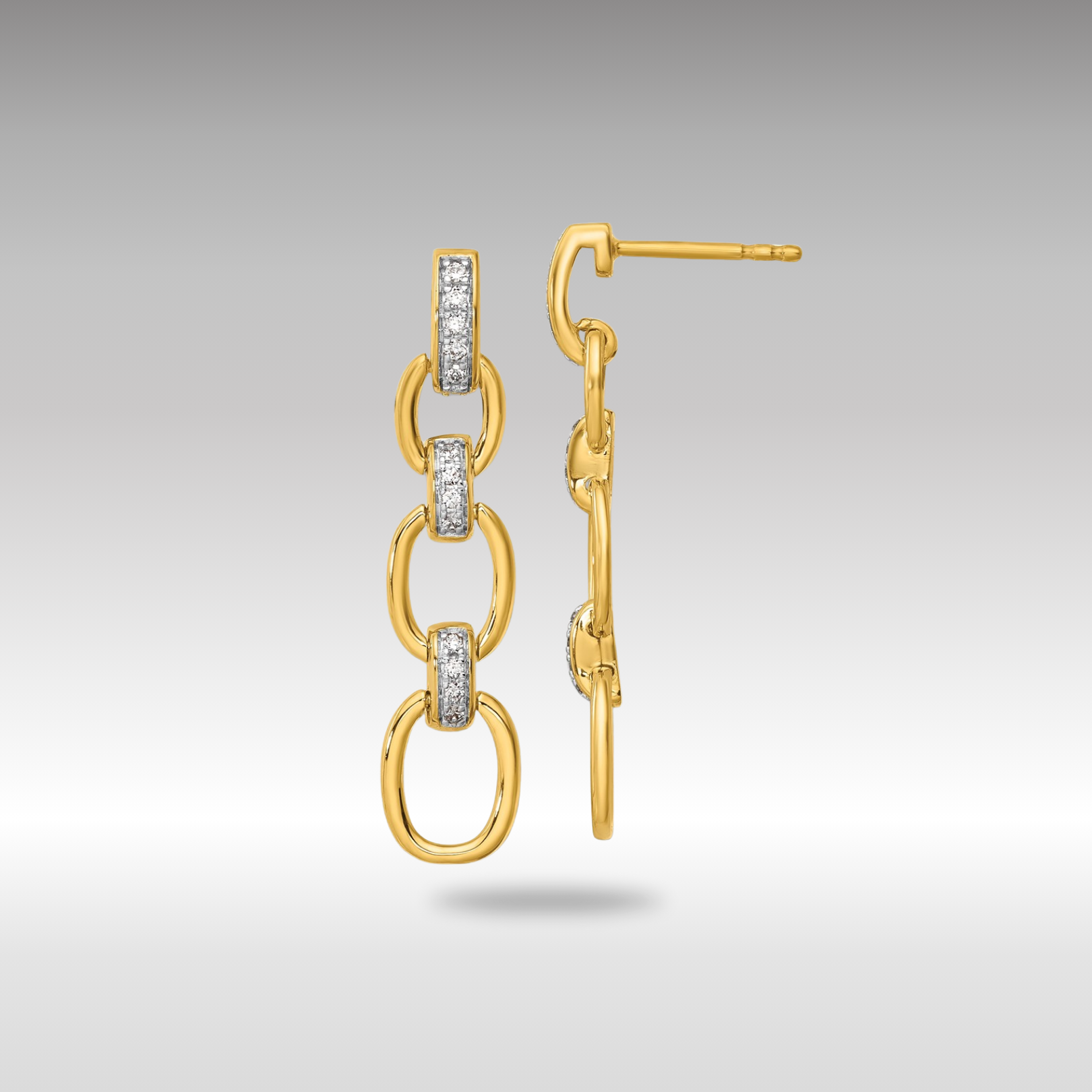 Gold Lab Grown Diamond VS/SI FGH Fancy Link Post Dangle Earrings - Model EM10214-015-YLG - Charlie & Co. Jewelry