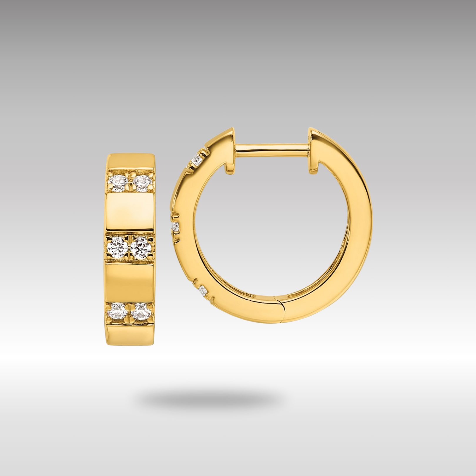 Gold Lab Grown Diamond VS/SI FGH Hinged Hoop Earrings - Model EM10221-030-YLG - Charlie & Co. Jewelry