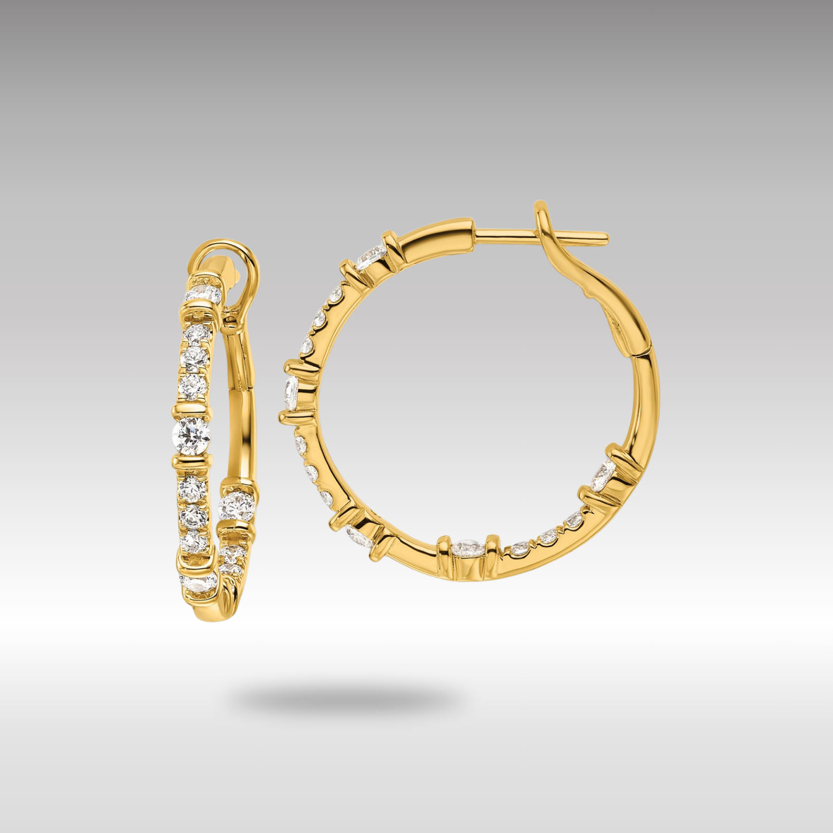 Gold Lab Grown Diamond VS/SI FGH In/Out Hoop Earrings - Model EM10225-151-YLG - Charlie & Co. Jewelry