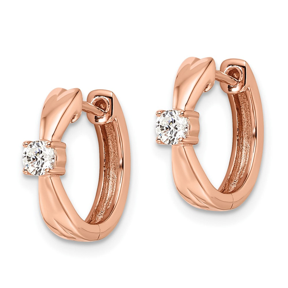 Rose Gold Lab Grown Diamond VS/SI FGH Hinged Hoops - Model EM10226-022-RLG - Charlie & Co. Jewelry