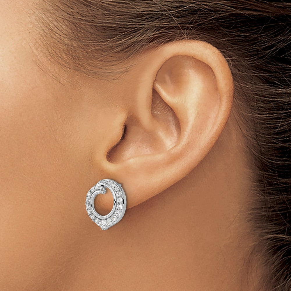 White Gold Lab Grown Diamond VS/SI FGH Circle Post Earrings - Model EM10229-100-WLG - Charlie & Co. Jewelry