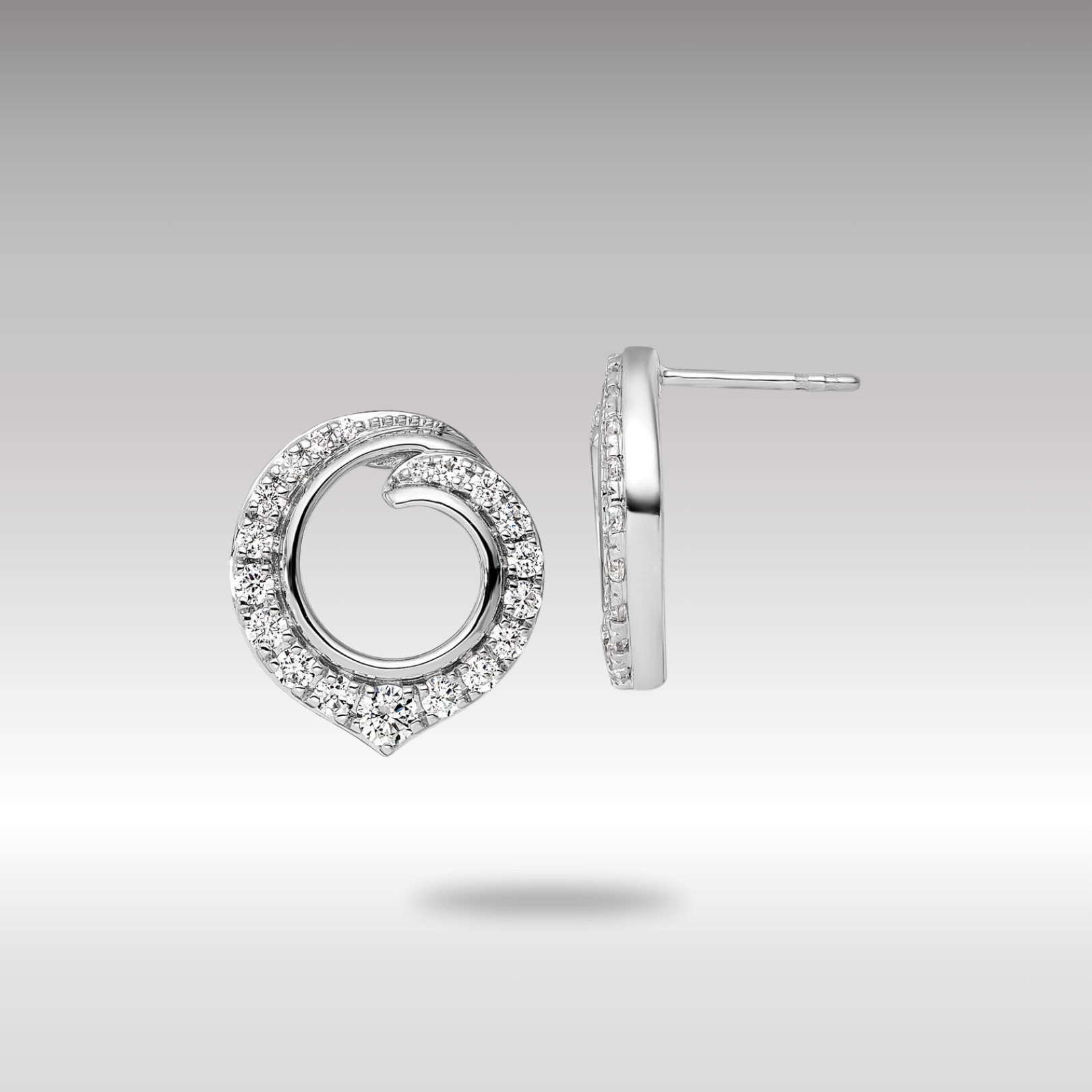 White Gold Lab Grown Diamond VS/SI FGH Circle Post Earrings - Model EM10229-100-WLG - Charlie & Co. Jewelry