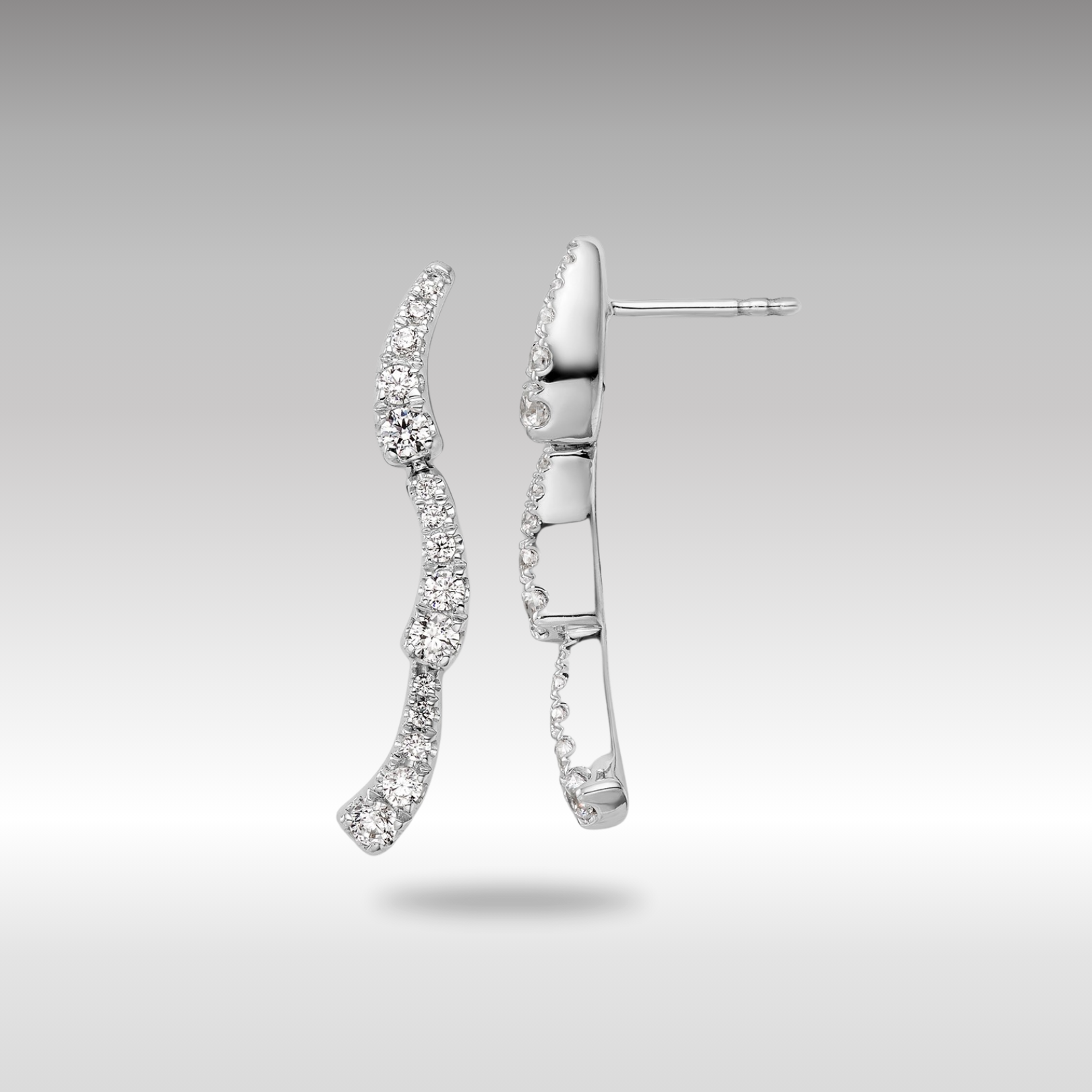 White Gold Lab Grown Diamond VS/SI FGH Post Dangle Earrings - Model EM10230-066-WLG - Charlie & Co. Jewelry