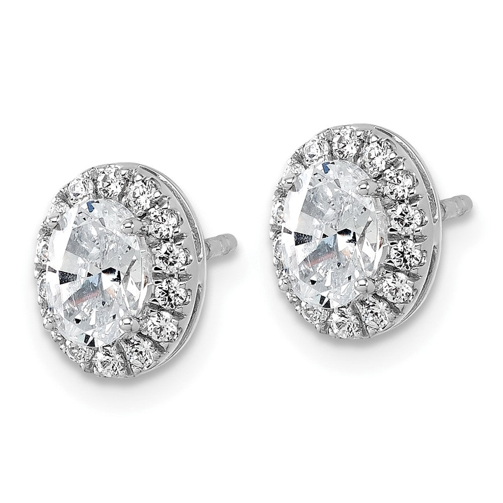 White Gold Lab Grown Diamond VS/SI FGH Oval Halo Earrings Semi-Mount - Model EM10431-125-WLG - Charlie & Co. Jewelry