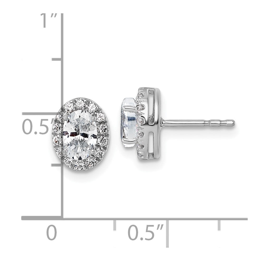 White Gold Lab Grown Diamond VS/SI FGH Oval Halo Earrings Semi-Mount - Model EM10431-125-WLG - Charlie & Co. Jewelry