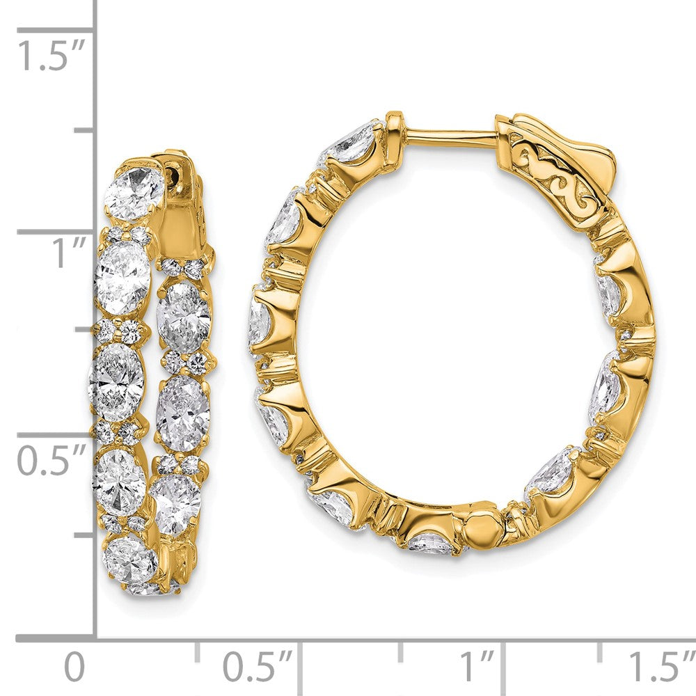 Gold Certified Oval and Round VS DEF Diamond Inside/Outside Hoop Earrings - Model EM10588C-LD - Charlie & Co. Jewelry