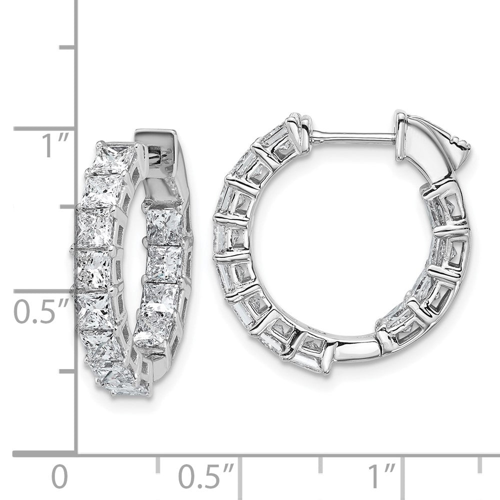 Gold Inside/Outside Cert Lab Grown VS DEF Princess Diamond Hoop Earrings - Model EM10707C-WLD - Charlie & Co. Jewelry