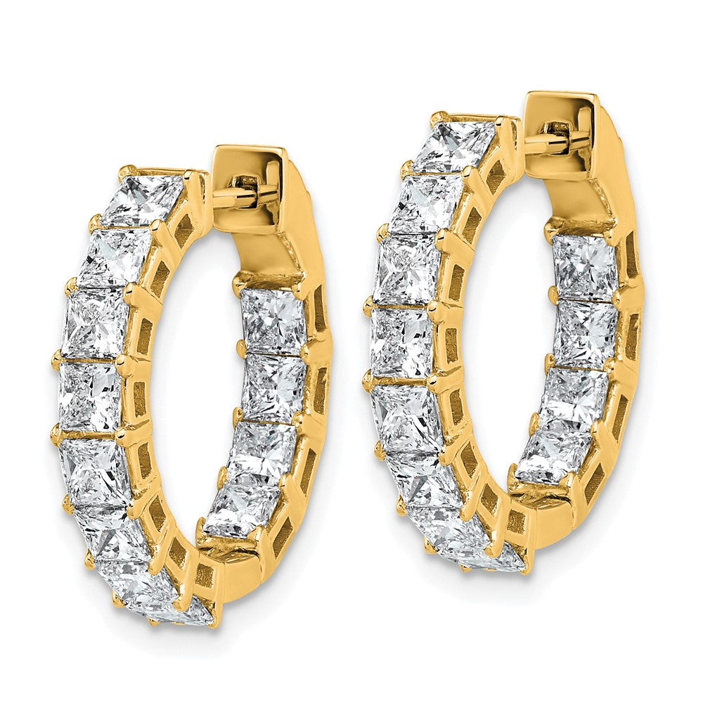 Gold Inside/Outside Lab Grown VS/SI FGH Princess Diamond Hoop Earrings - Model EM10707-LG - Charlie & Co. Jewelry