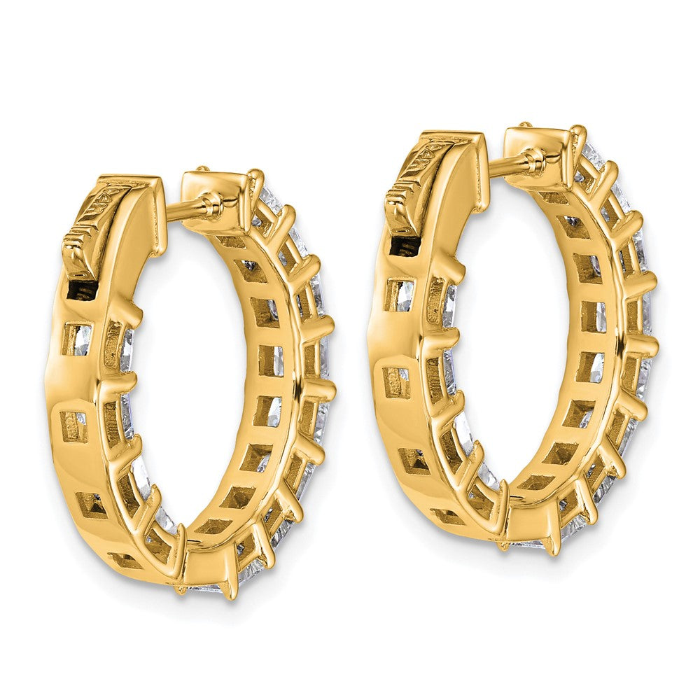 Gold Inside/Outside Lab Grown VS/SI FGH Princess Diamond Hoop Earrings - Model EM10707-LG - Charlie & Co. Jewelry