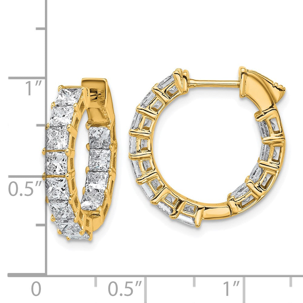 Gold Inside/Outside Lab Grown VS/SI FGH Princess Diamond Hoop Earrings - Model EM10707-LG - Charlie & Co. Jewelry