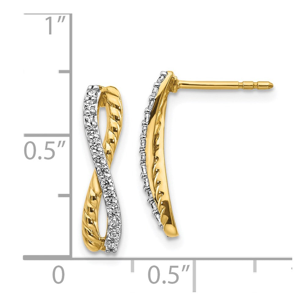 Gold Two-tone Diamond Fancy Twist Post Earrings - Model EM3859-020-YWA - Charlie & Co. Jewelry