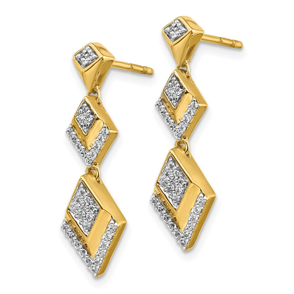 Gold Diamond Fancy Post Dangle Earrings - Model EM3905-025-YA - Charlie & Co. Jewelry