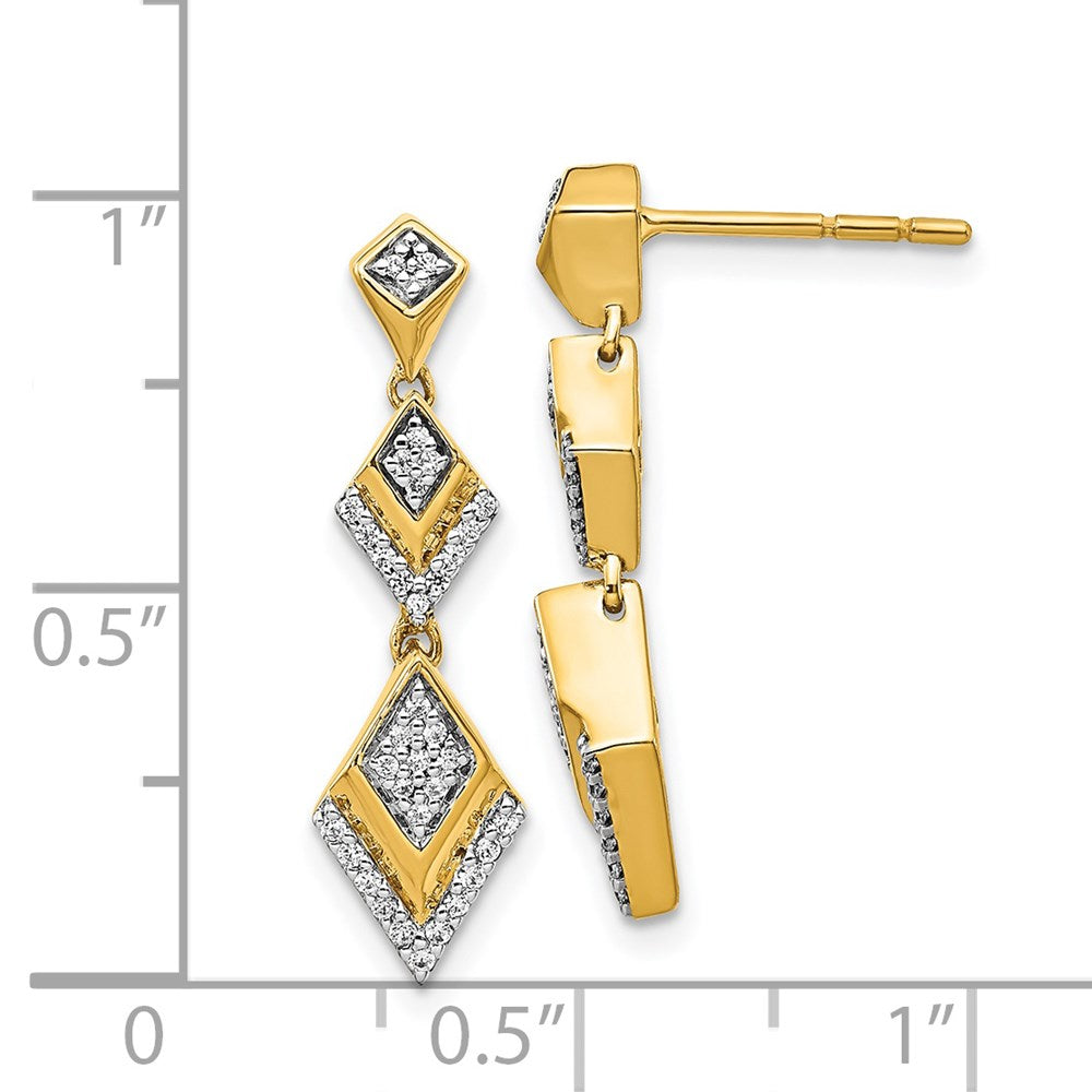 Gold Diamond Fancy Post Dangle Earrings - Model EM3905-025-YA - Charlie & Co. Jewelry