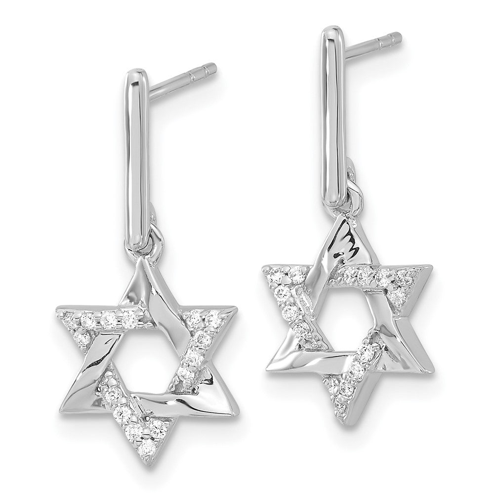 White Gold Diamond Star of David Dangle Earrings - Model EM3937-012-WA - Charlie & Co. Jewelry