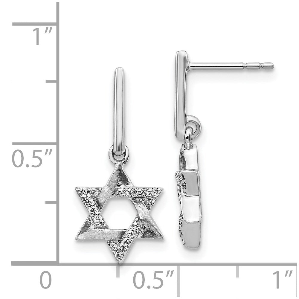 White Gold Diamond Star of David Dangle Earrings - Model EM3937-012-WA - Charlie & Co. Jewelry