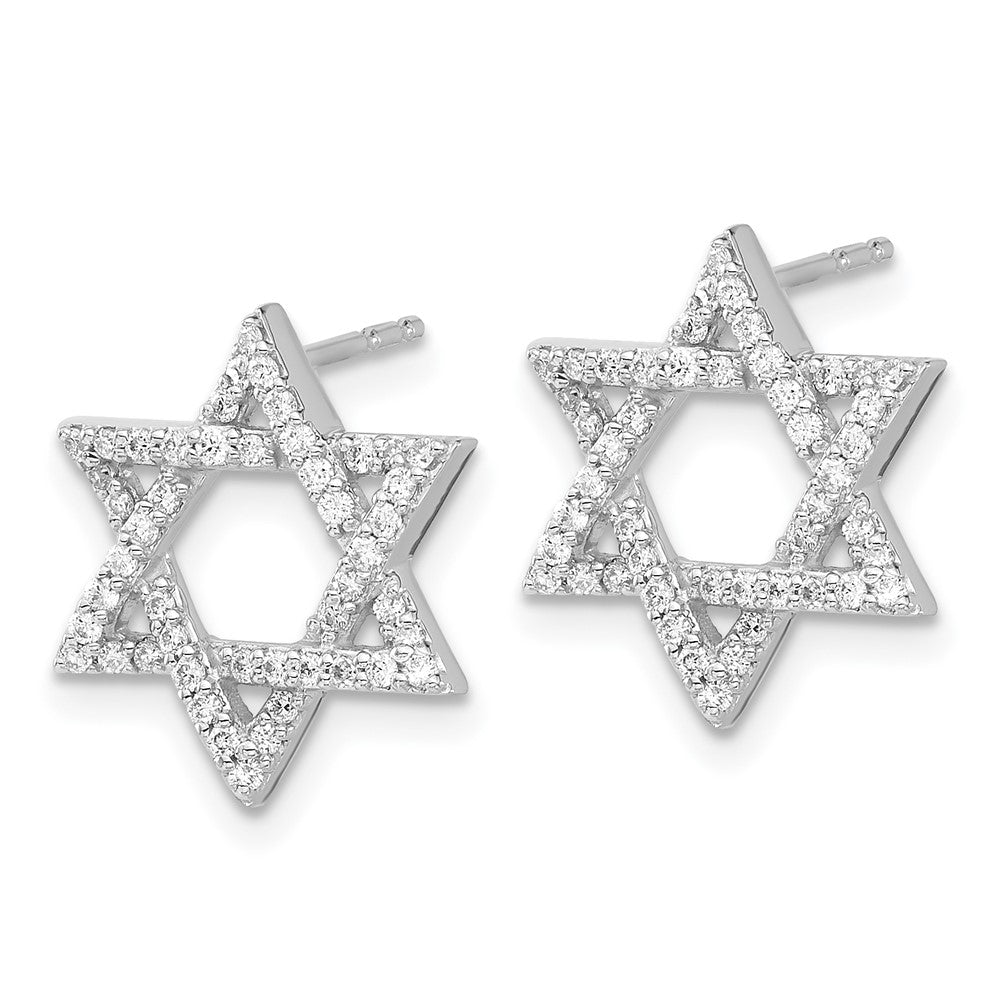 White Gold Diamond Star of David Earrings - Model EM3939-038-WA - Charlie & Co. Jewelry