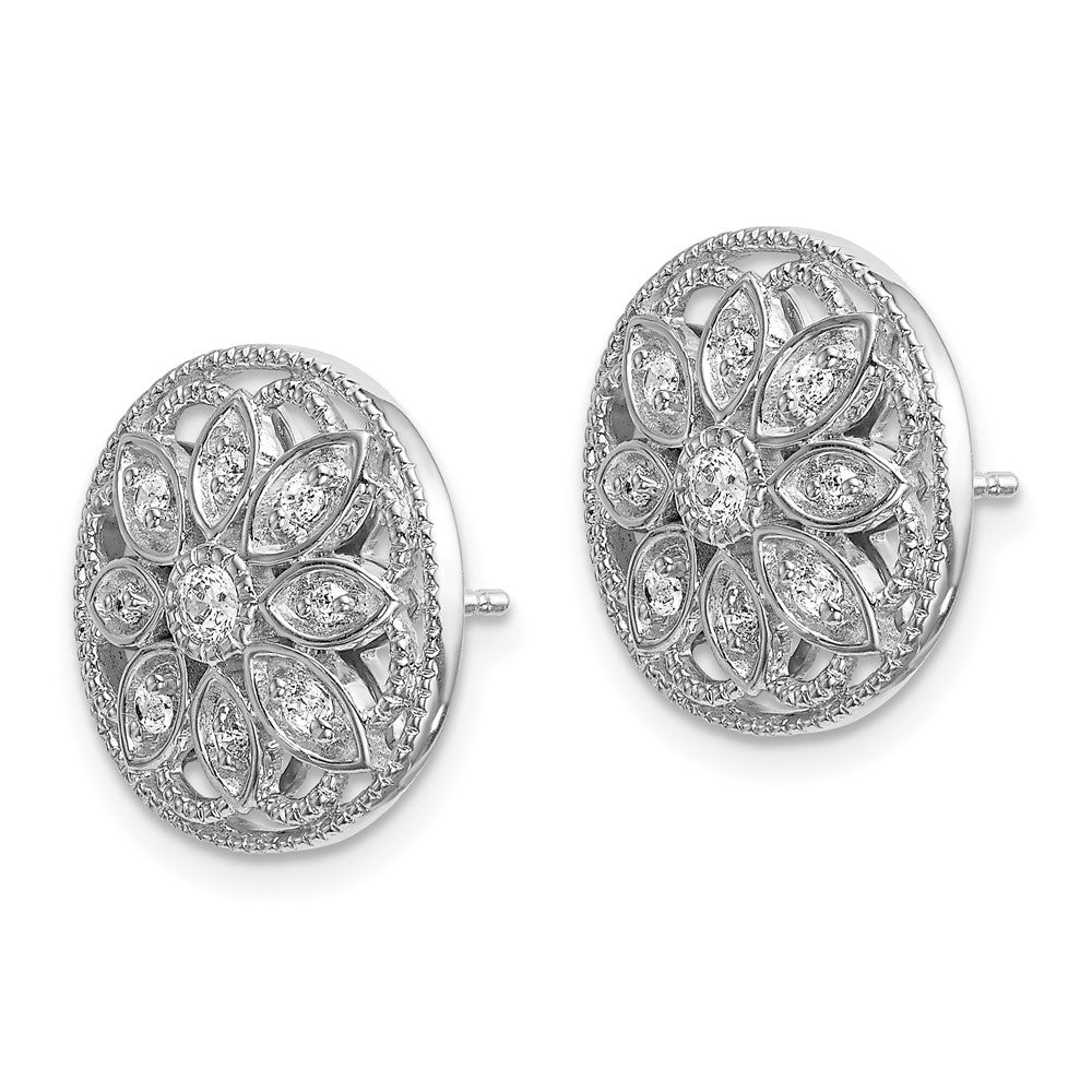 White Gold Diamond Fancy Floral Earrings - Model EM3941-025-WA - Charlie & Co. Jewelry