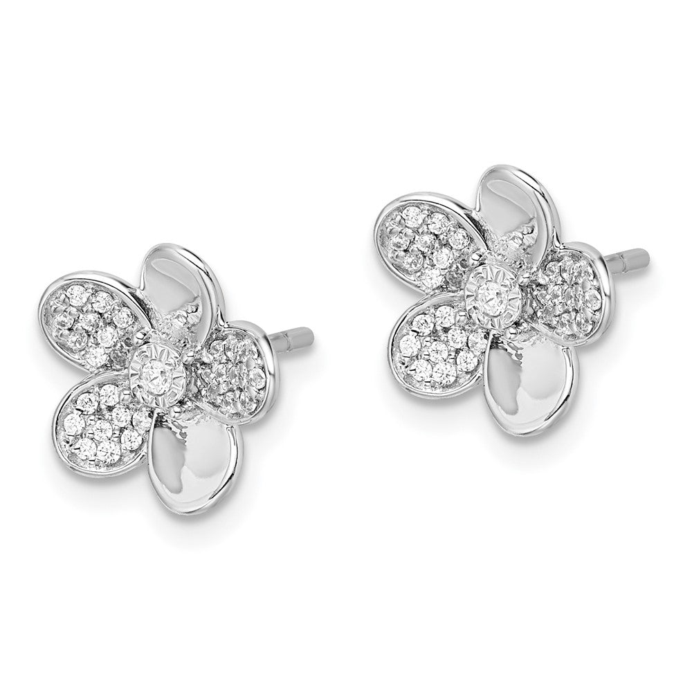 White Gold Diamond Flower Earrings - Model EM3980-020-WA - Charlie & Co. Jewelry