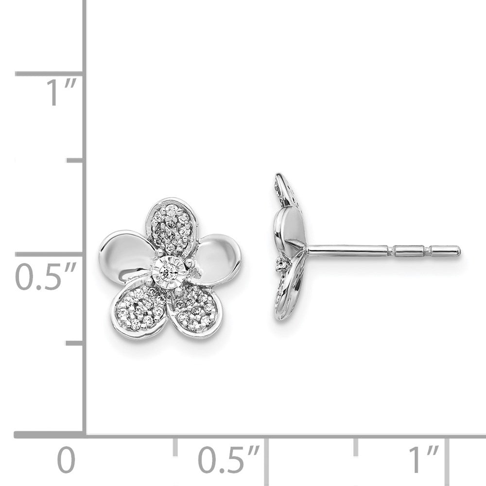 White Gold Diamond Flower Earrings - Model EM3980-020-WA - Charlie & Co. Jewelry