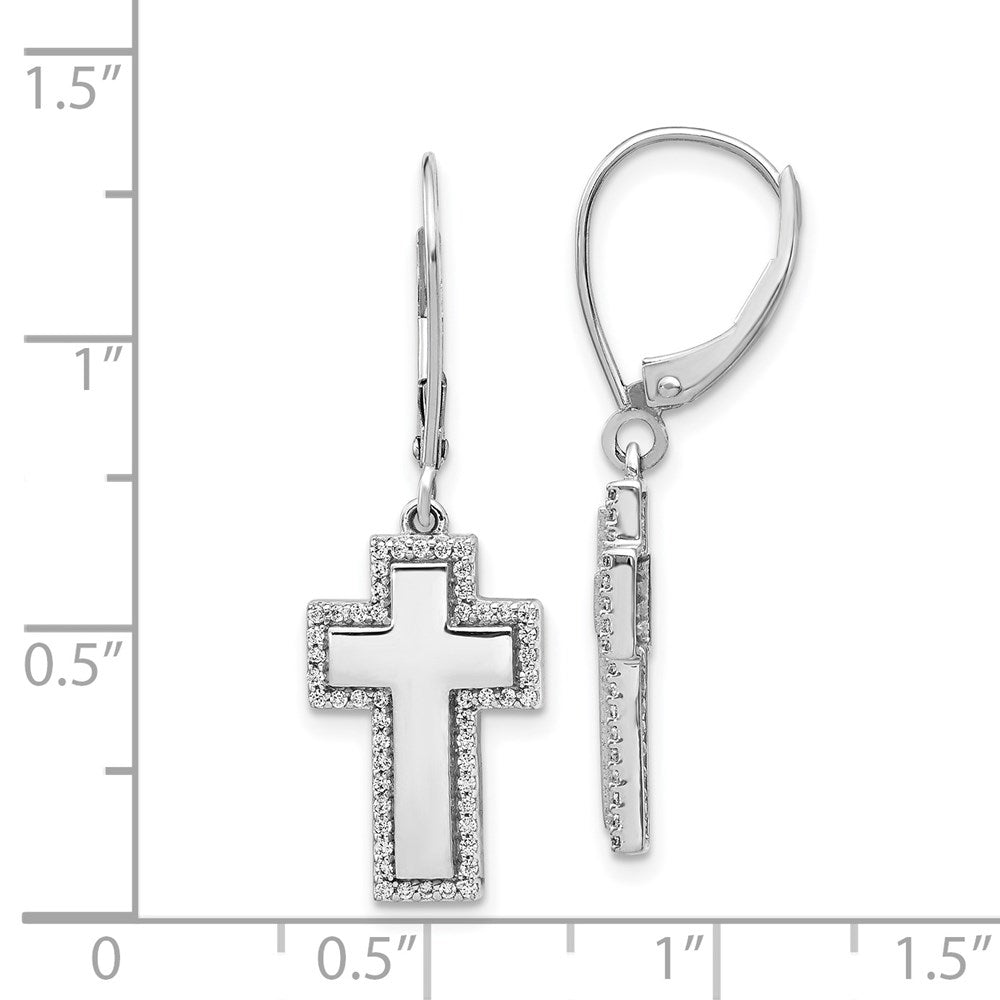 White Gold Diamond Fancy Cross Leverback Earrings - Model EM4002-030-WA - Charlie & Co. Jewelry