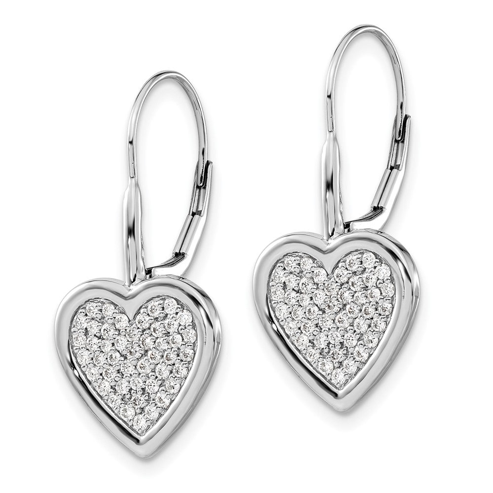 White Gold Diamond Fancy Heart Leverback Earrings - Model EM4014-050-WA - Charlie & Co. Jewelry