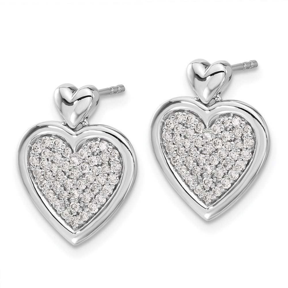 White Gold Diamond Fancy Heart Post Earrings - Model EM4015-050-WA - Charlie & Co. Jewelry