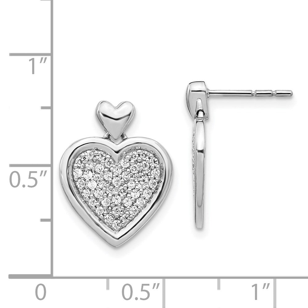 White Gold Diamond Fancy Heart Post Earrings - Model EM4015-050-WA - Charlie & Co. Jewelry