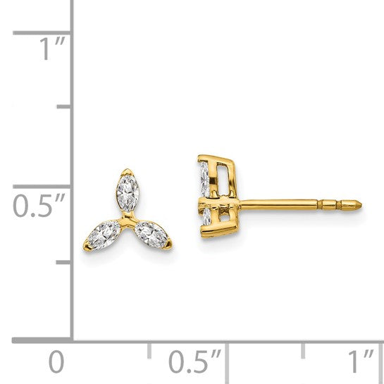 Gold 3-stone Diamond Triangle Earrings - Model EM4176-040-YA - Charlie & Co. Jewelry