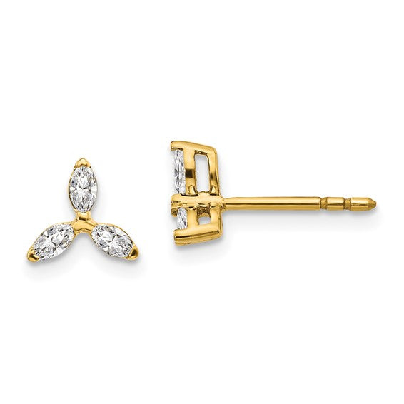 Gold 3-stone Diamond Triangle Earrings - Model EM4176-040-YA - Charlie & Co. Jewelry