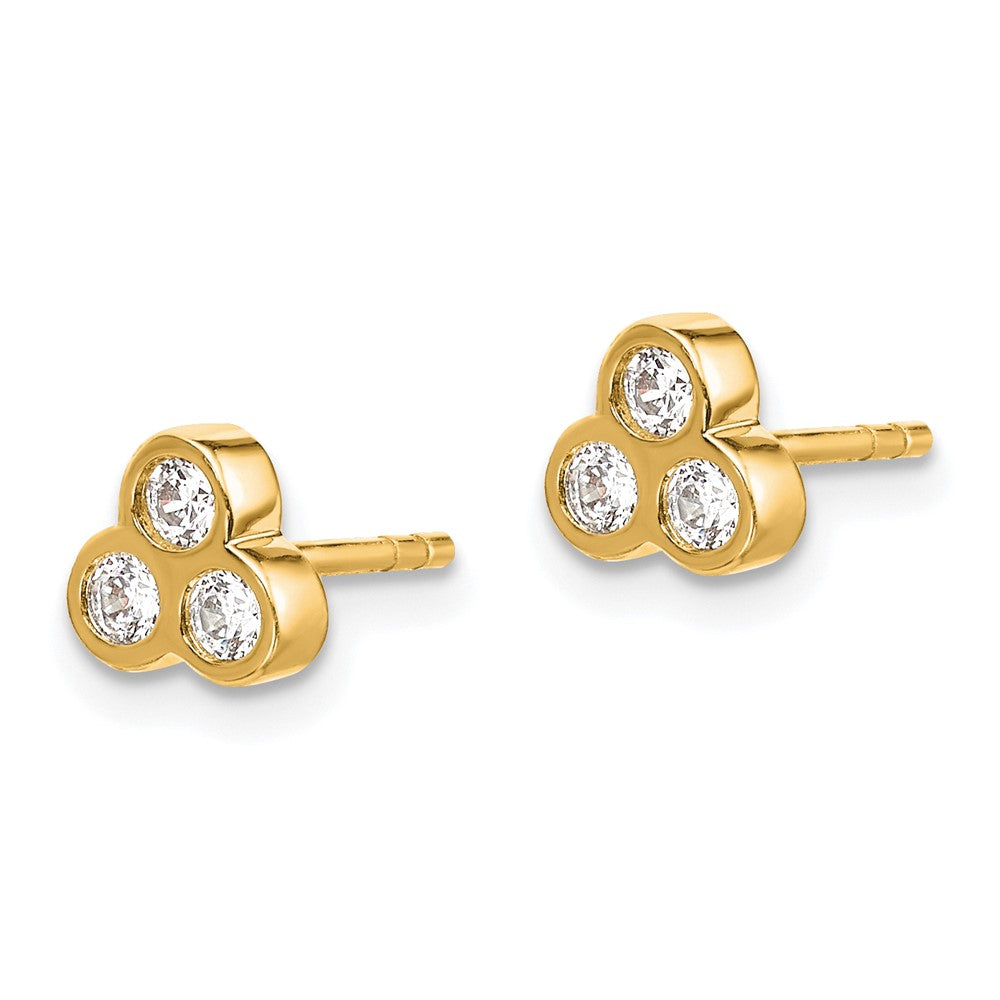 Gold 3-stone Diamond Earrings - Model EM4179-025-YA - Charlie & Co. Jewelry