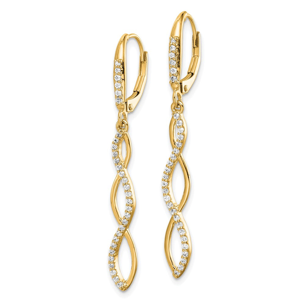 Gold Diamond Leverback Earrings - Model EM4181-033-YA - Charlie & Co. Jewelry