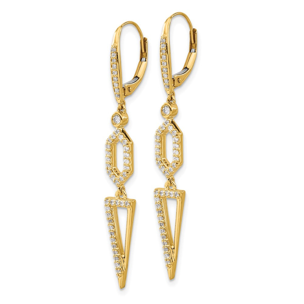 Gold Diamond Triangle Leverback Earrings - Model EM4187-045-YA - Charlie & Co. Jewelry