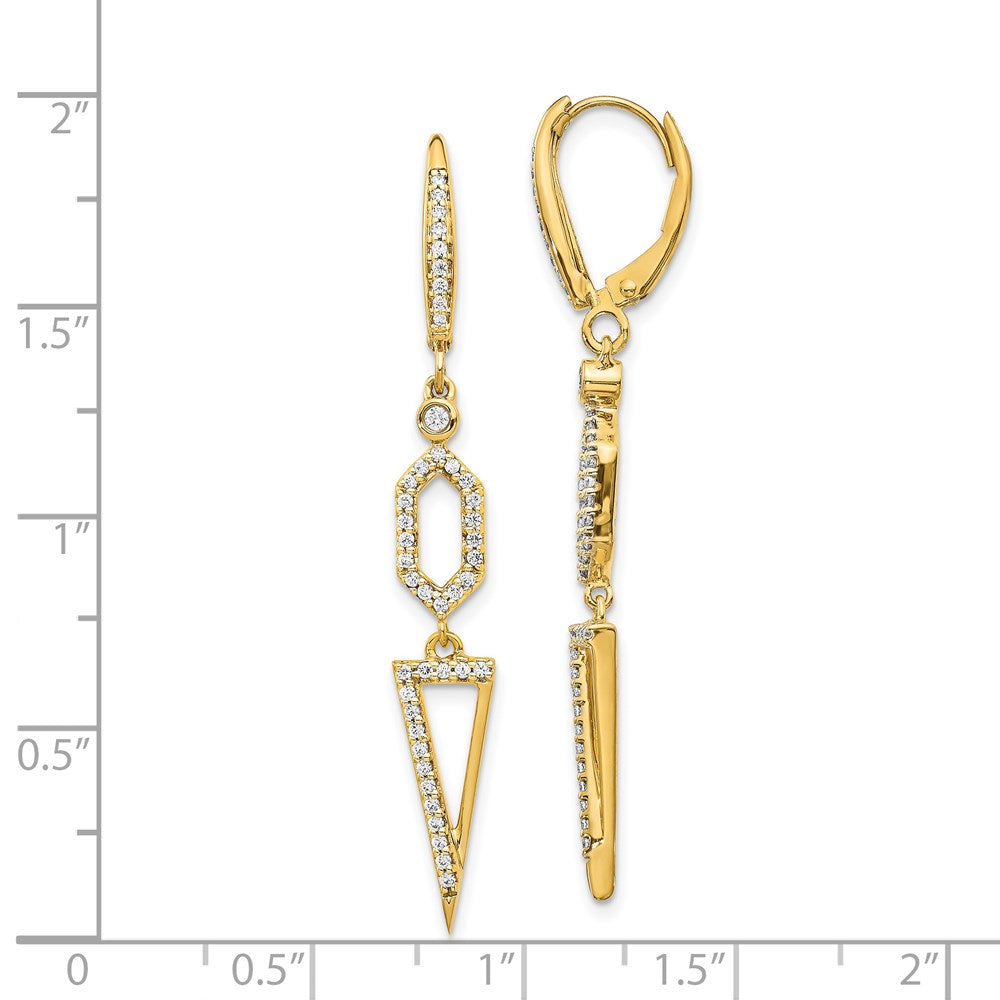 Gold Diamond Triangle Leverback Earrings - Model EM4187-045-YA - Charlie & Co. Jewelry