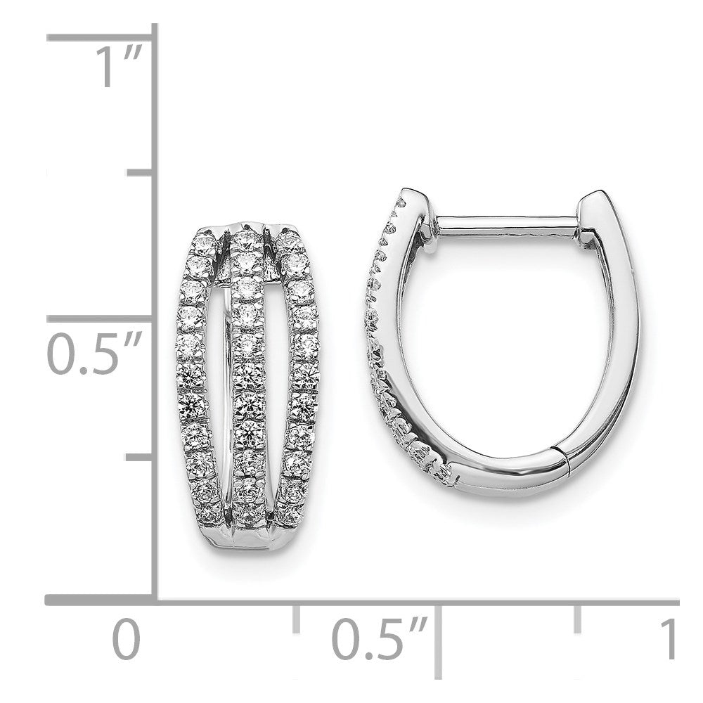 White Gold 3-row Diamond Hinged Hoop Earrings - Model EM4220-050-WA - Charlie & Co. Jewelry