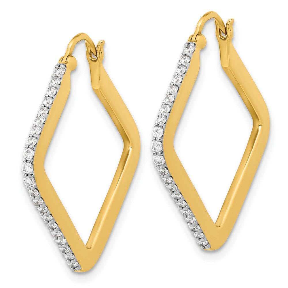 Gold Diamond Square Hoop Earrings - Model EM4251-050-YA - Charlie & Co. Jewelry