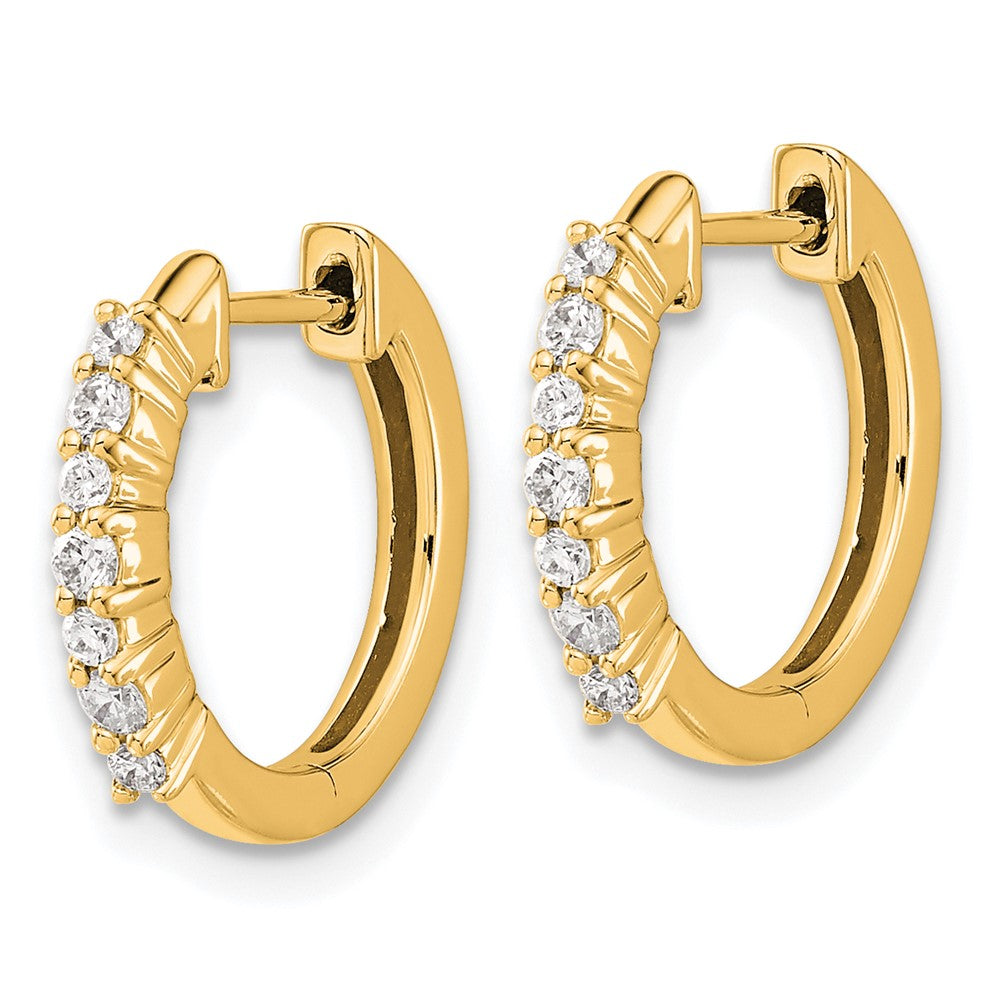 Gold Diamond Hinged Hoop Earrings - Model EM4258-025-YA - Charlie & Co. Jewelry