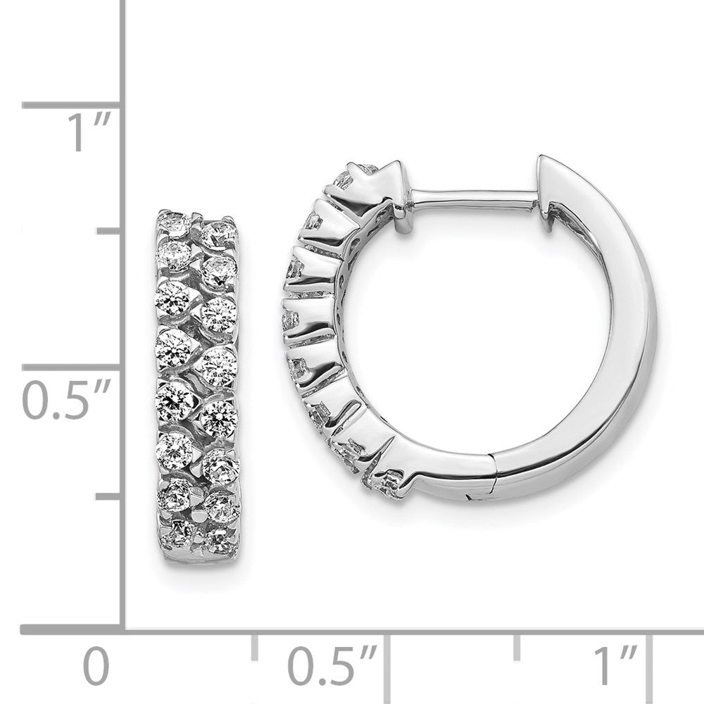 White Gold 2-row Diamond Hinged Hoop Earrings - Model EM4262-100-WA - Charlie & Co. Jewelry