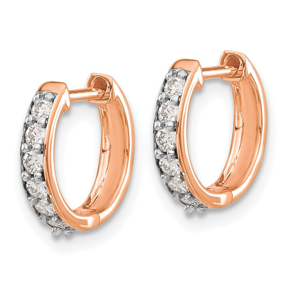 Rose Gold Diamond Hinged Hoop Earrings - Model EM4263-025-RA - Charlie & Co. Jewelry