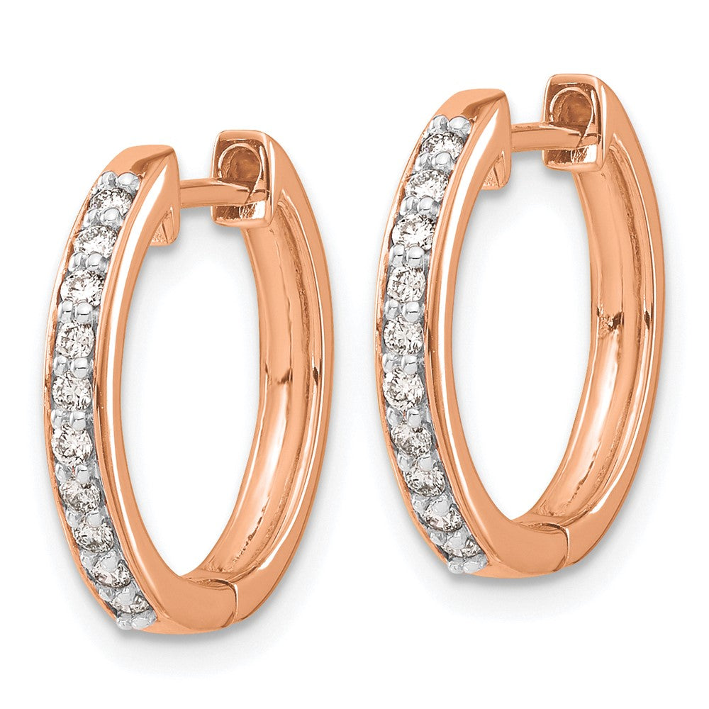 Rose Gold Diamond Hinged Hoop Earrings - Model EM4264-025-RA - Charlie & Co. Jewelry