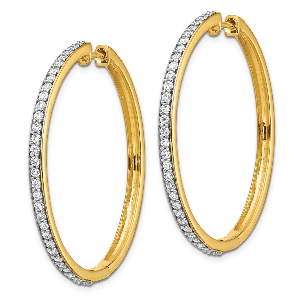 Gold Diamond Hinged Hoop Earrings - Model EM4268-075-YA - Charlie & Co. Jewelry