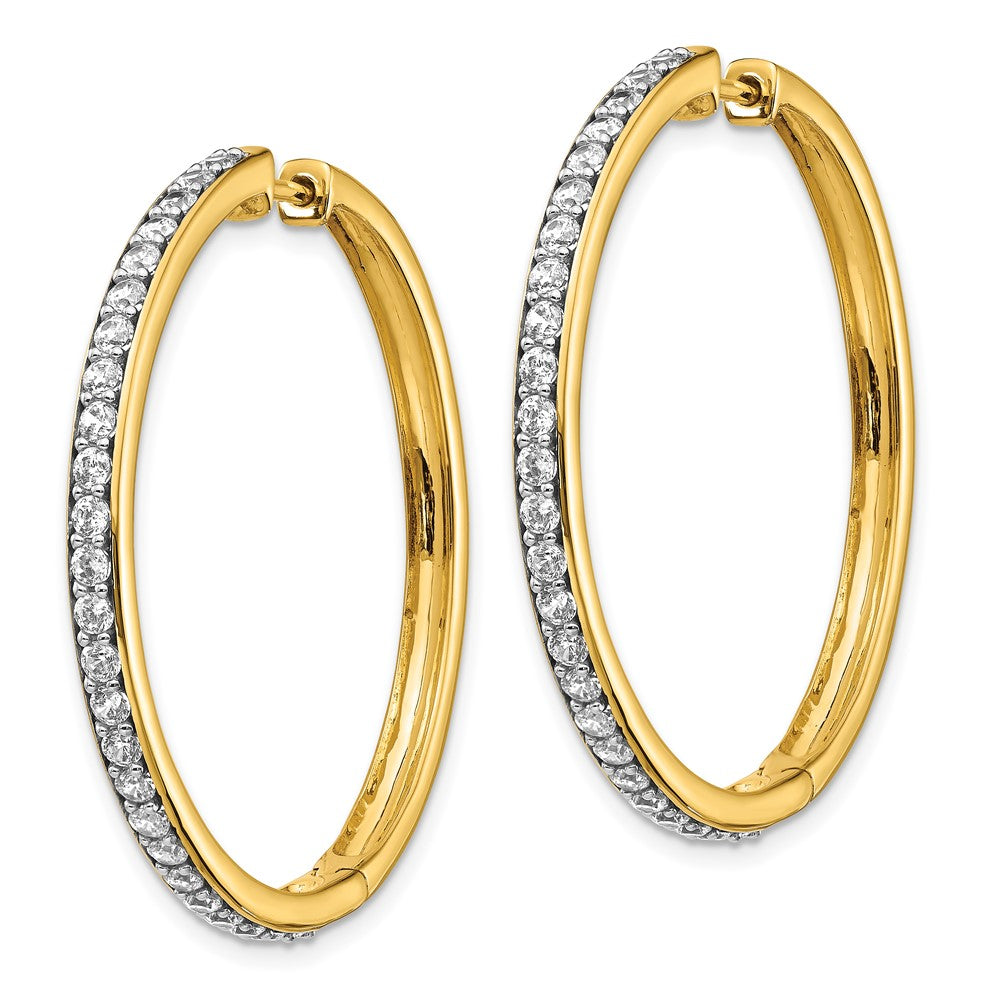 Gold Diamond Hinged Hoop Earrings - Model EM4268-125-YA - Charlie & Co. Jewelry