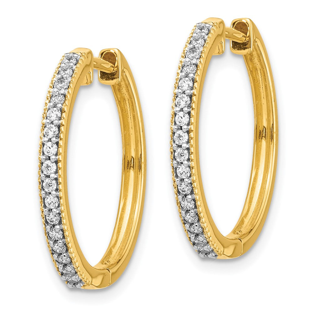 Gold Diamond Milgrain Hinged Hoop Earrings - Model EM4272-025-YA - Charlie & Co. Jewelry