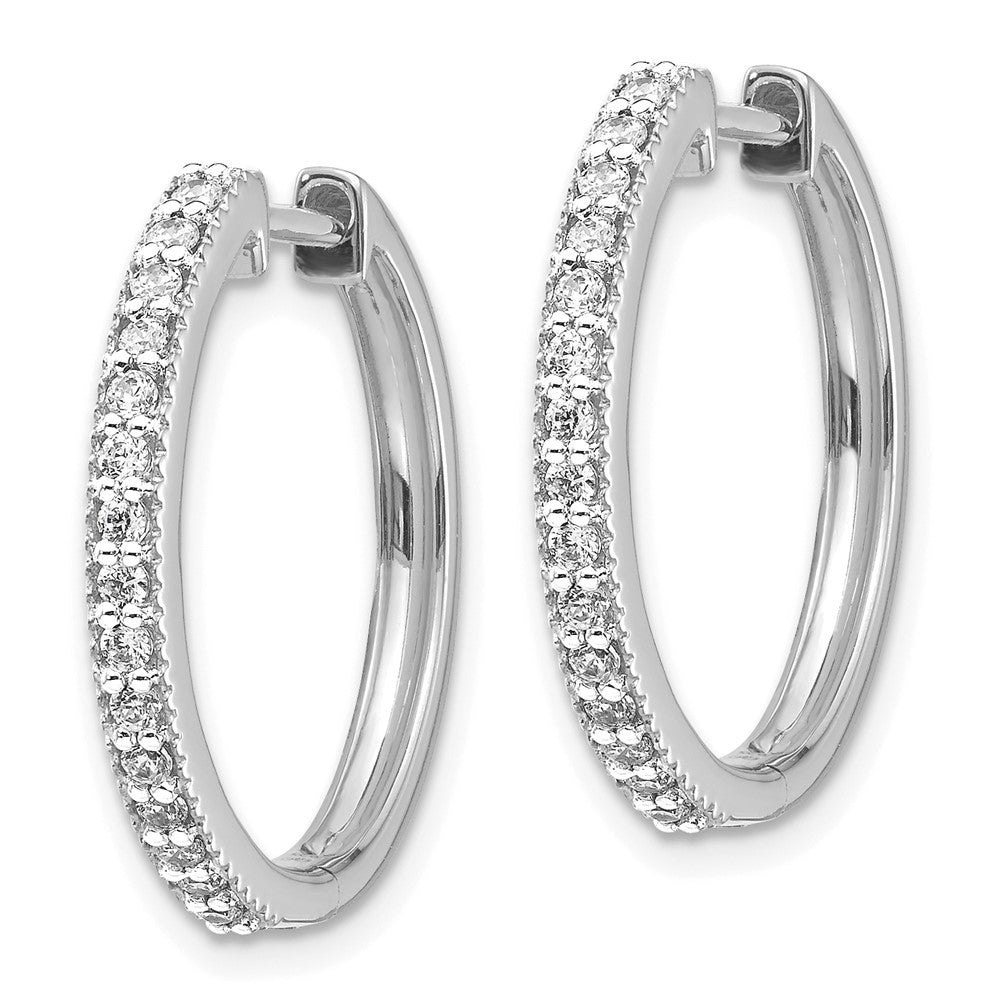 White Gold Diamond Milgrain Hinged Hoop Earrings - Model EM4273-036-WA - Charlie & Co. Jewelry