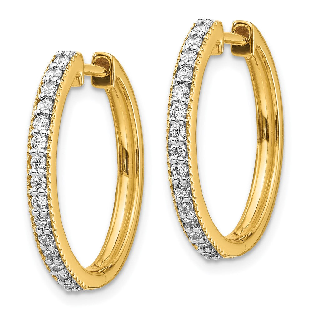 Gold Diamond Milgrain Hinged Hoop Earrings - Model EM4273-036-YA - Charlie & Co. Jewelry