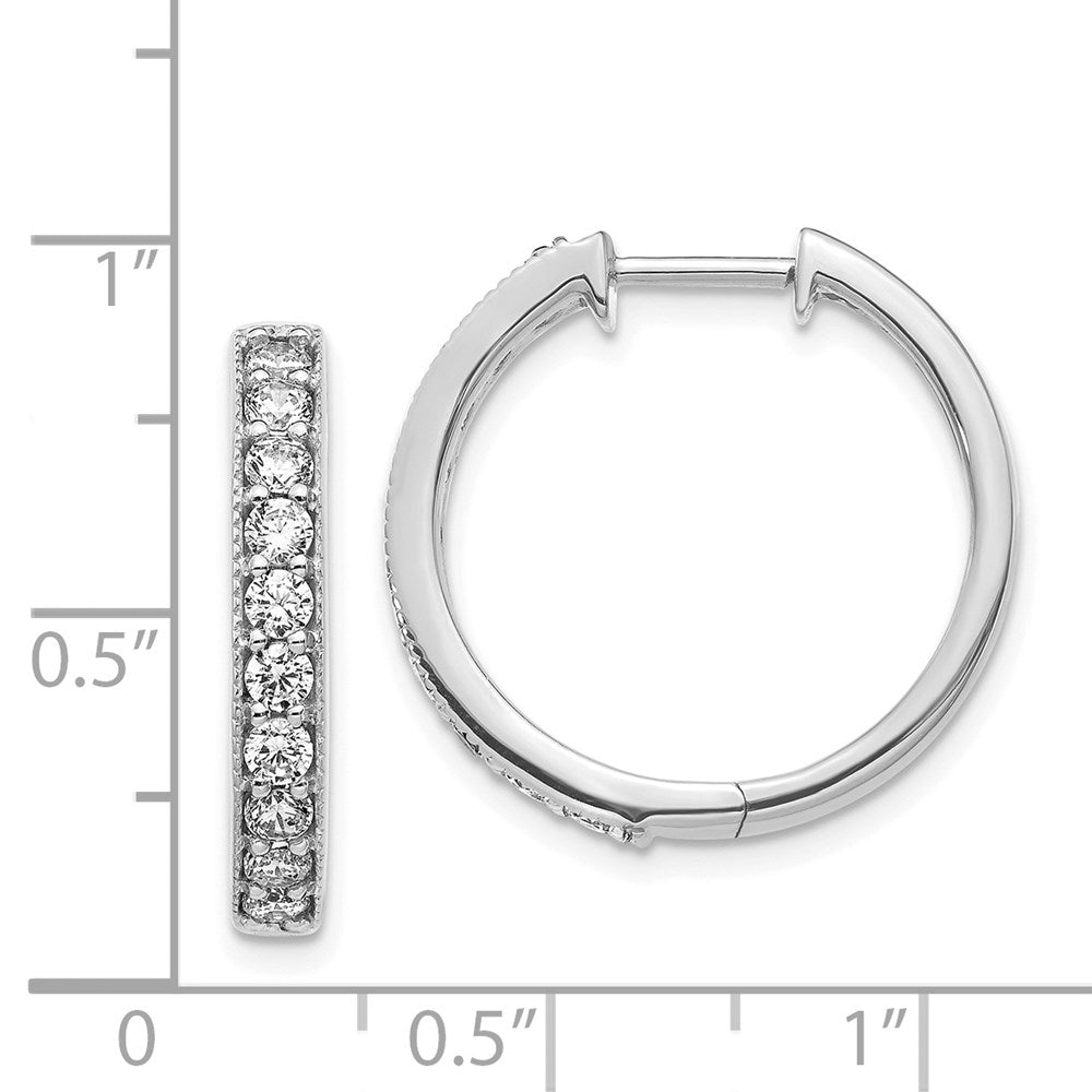 White Gold Diamond Milgrain Hinged Hoop Earrings - Model EM4275-100-WA - Charlie & Co. Jewelry